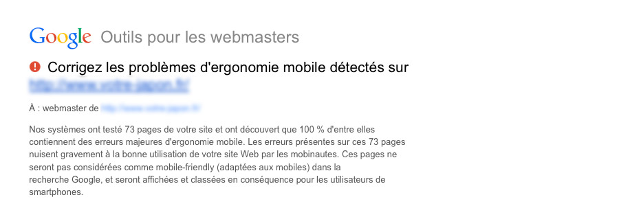 Alerte Google sur les problèmes d'ergonomie pour mobile Corrigez les problèmes d'ergonomie mobile détectés par google