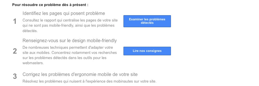 Identifiez les pages de votre site qui posent problème problemes ergonomie mobile par google