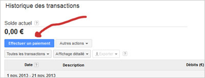 Effectuer un paiement Google Adwords Effectuer un paiement sur Google Adwords
